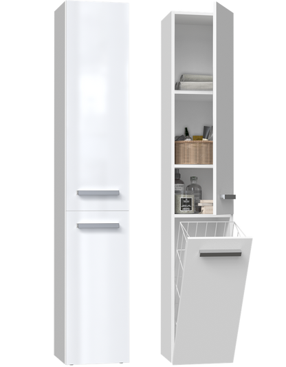 Badezimmer-Hochschrank Nel IV in Weiß Hochglanz