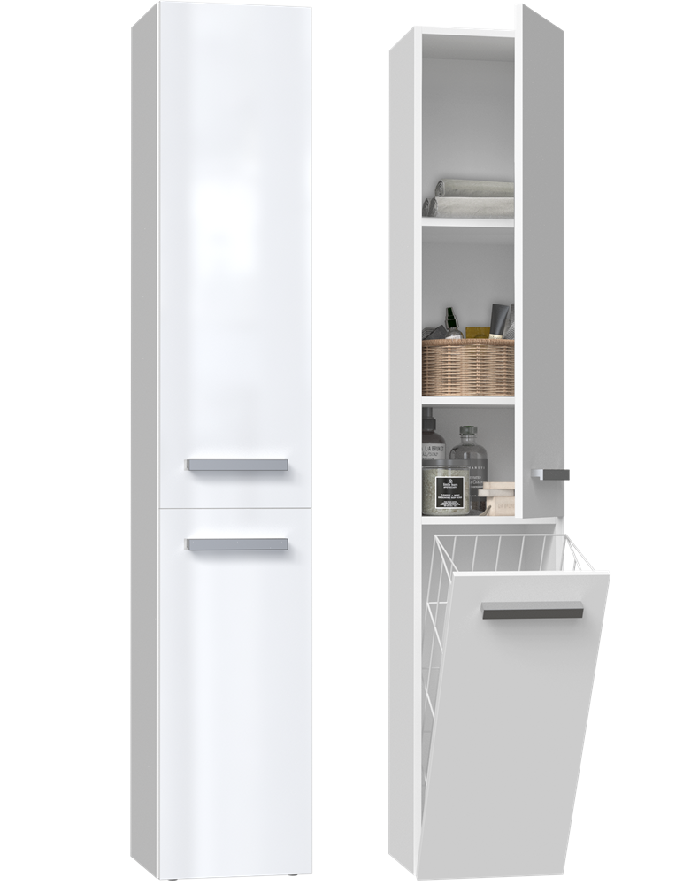 Badezimmer-Hochschrank Nel IV in Weiß Hochglanz