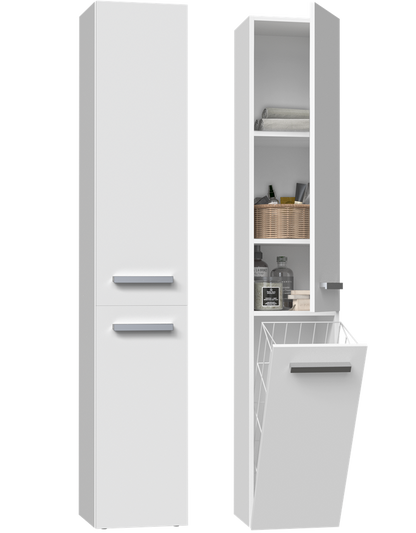 Badezimmerschrank Heinrich Weiß mit Wäschekorb rechts 31 cm breit