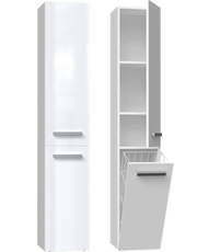 Badezimmerschrank Heinrich Weiß 31 cm breit mit Wäschekorb
