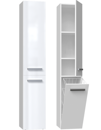 Badezimmer-Hochschrank Nel IV in Weiß Hochglanz