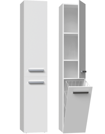 Badezimmerschrank Heinrich Weiß mit Wäschekorb rechts 31 cm breit