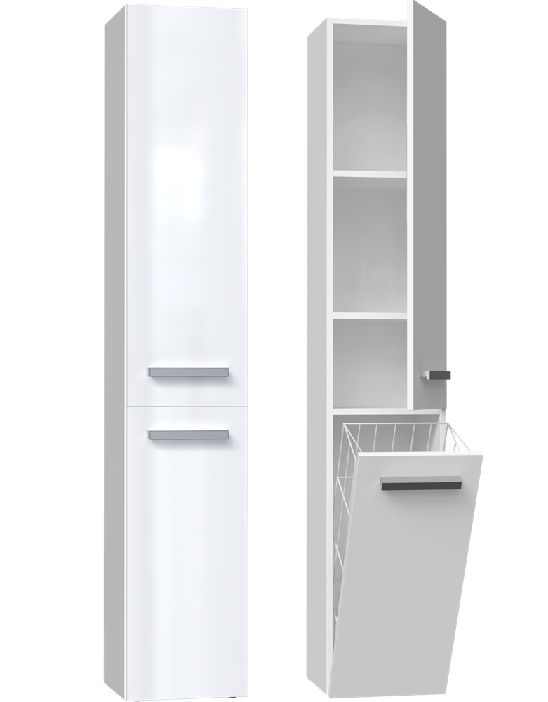 Badezimmerschrank Heinrich Weiß 31 cm breit mit Wäschekorb