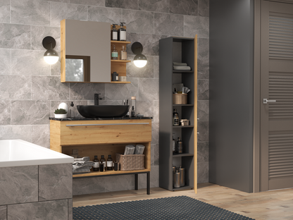 Badezimmerschrank Heinrich Anthrazit/Artisan-Eiche rechts 31 cm breit