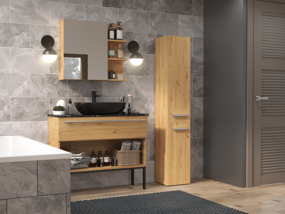 Badezimmerschrank Heinrich Artisan Eiche 31 cm breit