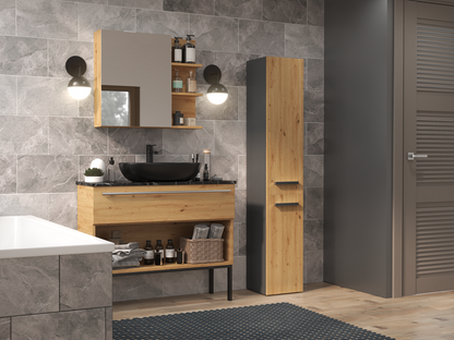 Badezimmerschrank Heinrich Anthrazit/Artisan-Eiche rechts 31 cm breit