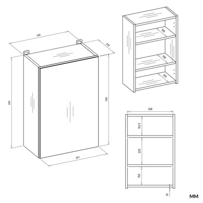 Badezimmerschrank Peter Kaschmir mit Spiegel 40 cm breit