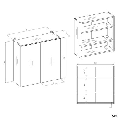 Bad Hängeschrank POLA 2DL mit Spiegel, Kaschmir