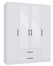 Kleiderschrank Lars Weiß mit Spiegel und 2 Schubladen
