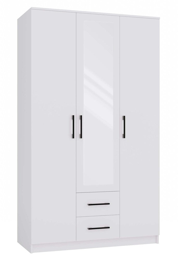 Kleiderschrank Lars Weiß mit Spiegel und 3 Türen