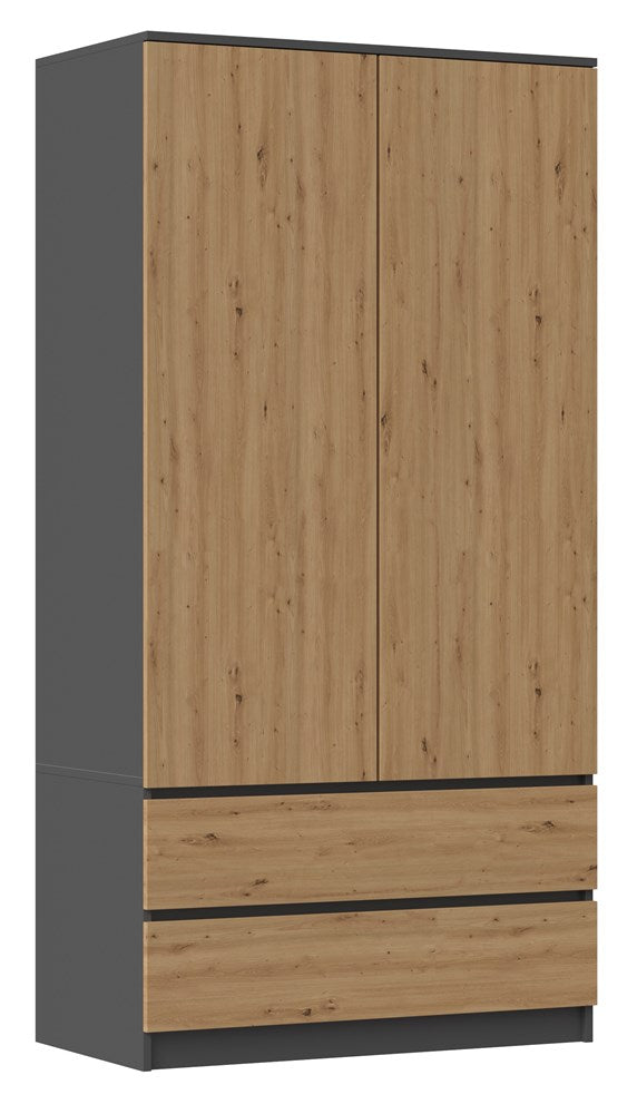 Kleiderschrank Wolfgang Anthrazit/Artisan 90 cm