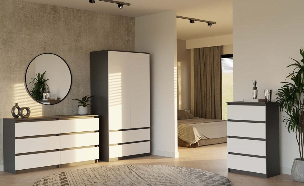 Kleiderschrank Wolfgang Anthrazit/Weiß 90 cm