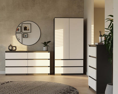 Kleiderschrank Wolfgang Anthrazit/Weiß 90 cm