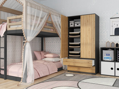 Kleiderschrank Wolfgang Anthrazit/Artisan 90 cm