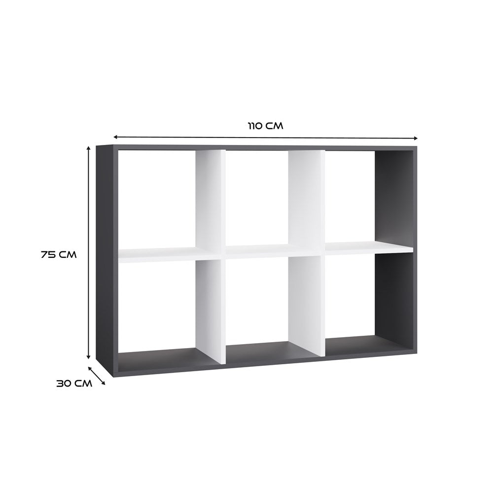 Standregal Frank Anthrazit/Weiß 2x3