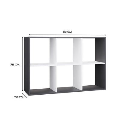 Standregal Frank Anthrazit/Weiß 2x3