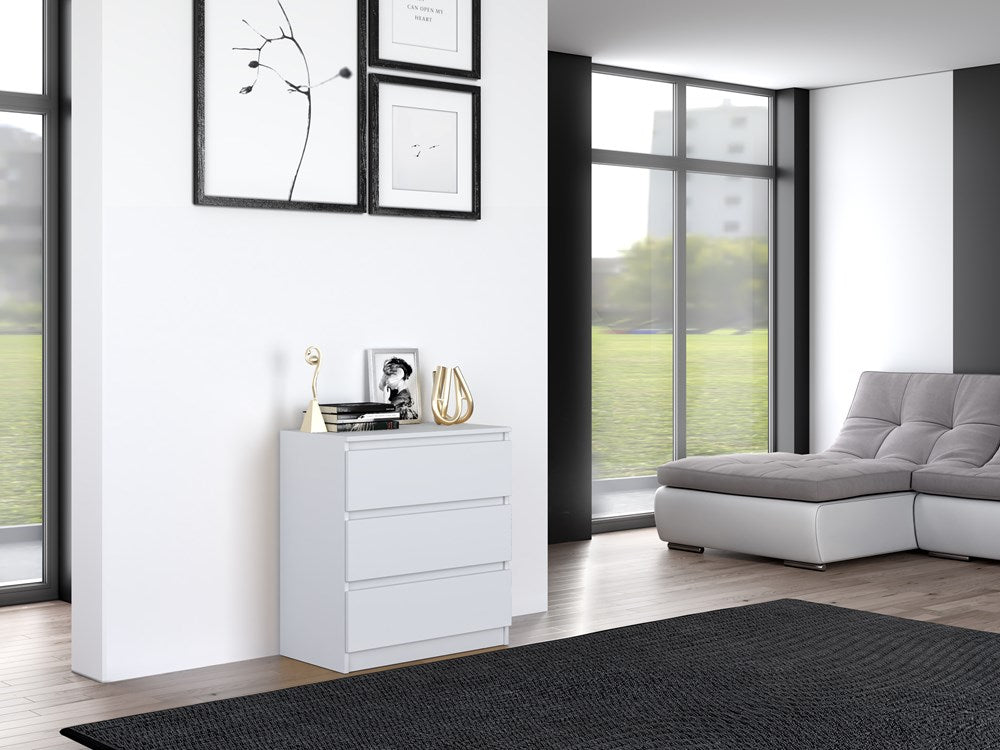 Kommode Wolfgang Weiß mit 3 Schubladen 70 cm
