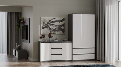 Kleiderschrank Wolfgang Anthrazit/Weiß 90 cm