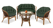 Set in grün - Drei wasserdichte Kissen 2x122x40cm für "Storchennest" + 1x190x40cm für Sofa - Rattanmöbel