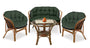 Set in grün - Drei wasserdichte Kissen 2x122x40cm für "Storchennest" + 1x190x40cm für Sofa - Rattanmöbel