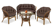 Set in braun - Drei wasserdichte Kissen 2x122x40cm für "Storchennest" + 1x190x40cm für Sofa - Rattanmöbel