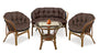 Set in braun - Drei wasserdichte Kissen 2x122x40cm für "Storchennest" + 1x190x40cm für Sofa - Rattanmöbel