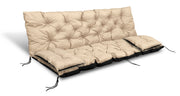Gartenkissen Set 180x60x50 cm + 2 kleine Kissen für Bank oder Schaukel wasserdicht beige