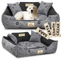 Hundebett KINGDOG 75x65 cm personalisiert wasserdicht mit schwarzem Knochenmuster