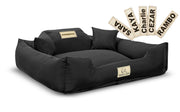 Hundebett KINGDOG MM43 115x95 cm personalisierbar mit abnehmbarem Bezug und rutschfestem Boden schwarz