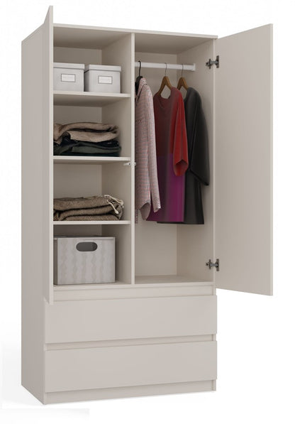 Kleiderschrank Wolfgang Kaschmir mit 2 Schubladen TIP-ON 90 cm