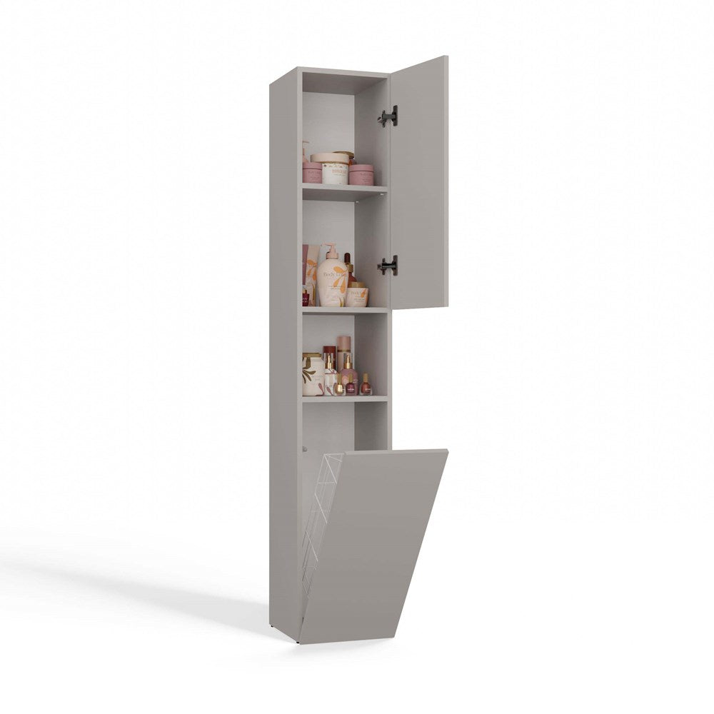 Badezimmerschrank Heinrich Kaschmir mit Wäschekorb und TIP-ON-System 31 cm breit