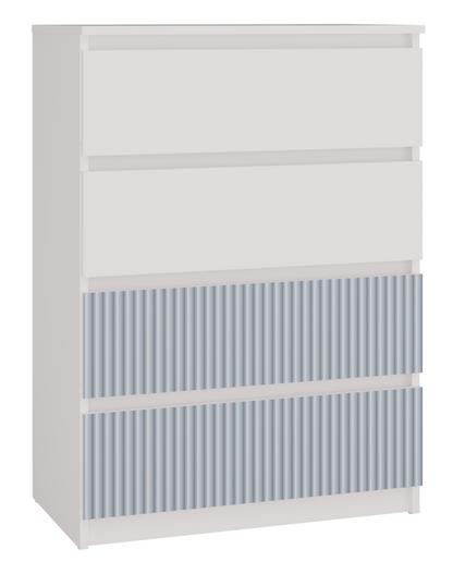 Kommode Wolfgang Blau/Weiß mit 4 Schubladen 70 cm