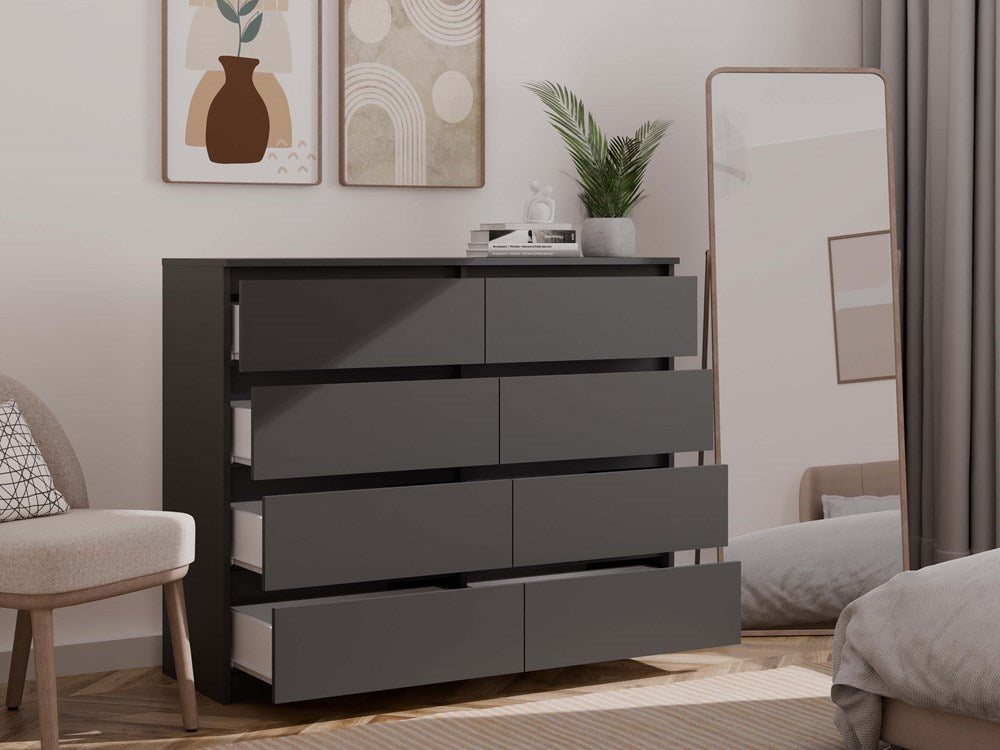 Kommode Wolfgang Schwarz mit 120 Schubladen 120 cm