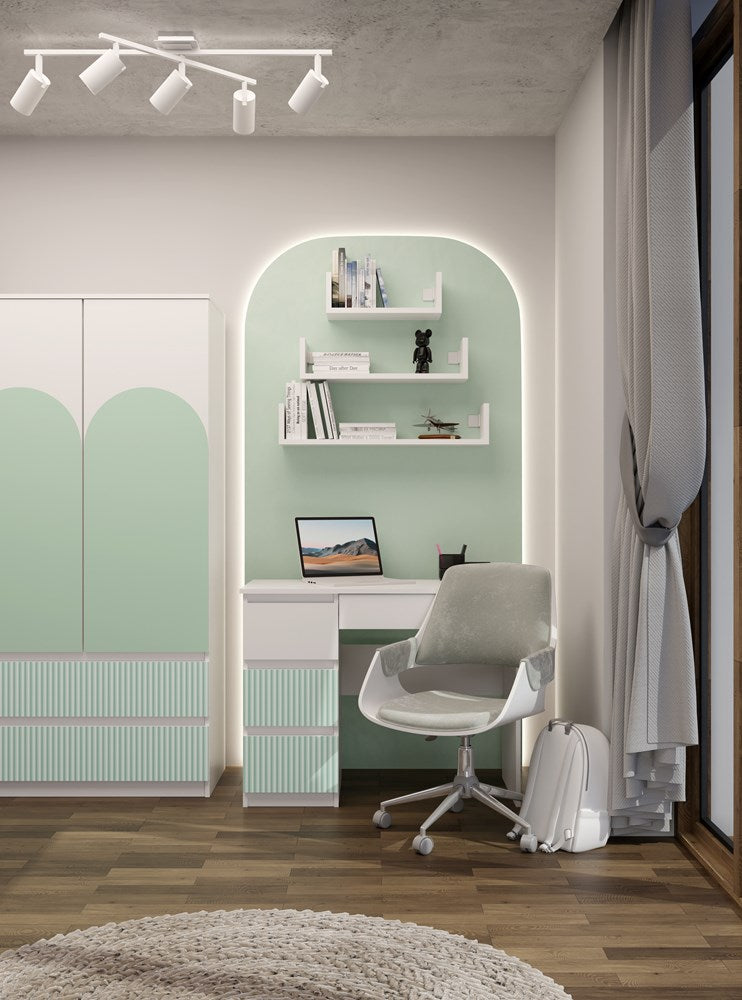 Schreibtisch Gisela Mint/Weiß links 98 cm