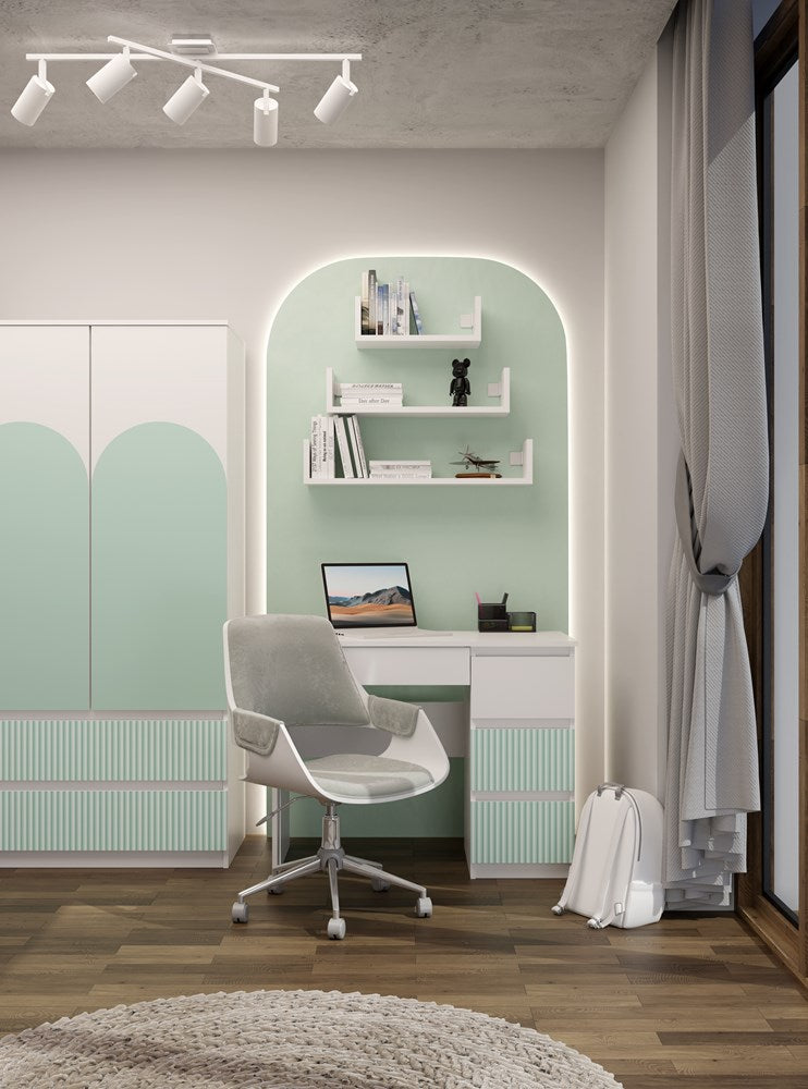 Schreibtisch Gisela Mint/Weiß rechts 98 cm