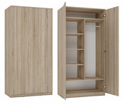 Kleiderschrank Wolfgang 90 cm mit TIP-ON und 7 Einlegeböden – Sonoma Eiche