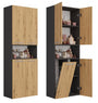 Badezimmerschrank Heinrich Anthrazit/Artisan-Eiche mit Wäschekorb