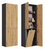 Badezimmerschrank Heinrich Anthrazit/Artisan mit 5 Regalböden und 1 Wäschekorb