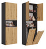 Badezimmerschrank Heinrich Anthrazit/Artisan-Eiche mit 2 Wäschekörbe