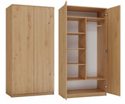 Kleiderschrank Wolfgang 90 cm mit TIP-ON und 7 Einlegeböden – Artisan Eiche