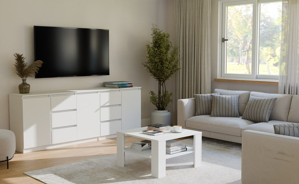 Sideboards Willy Weiß Set mit 3 Türen und 6 Schubladen200 cm