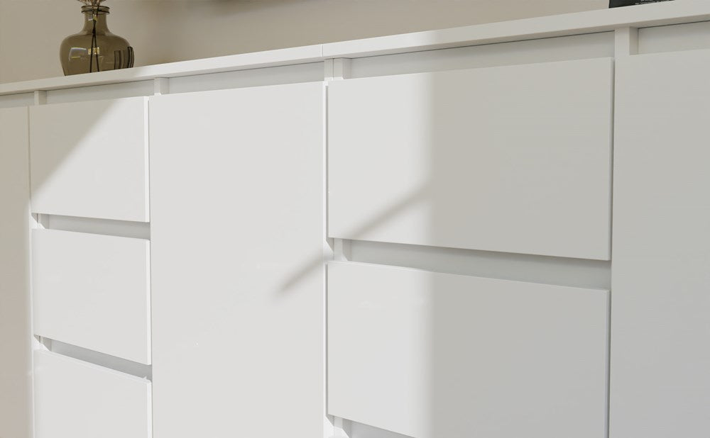 Sideboards Willy Weiß Set mit 3 Türen und 6 Schubladen200 cm