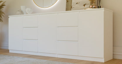 Sideboards Willy Weiß Set mit 3 Türen und 6 Schubladen200 cm