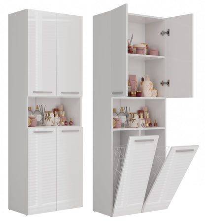Badezimmerschrank HEINRICH Weiß mit 2 Wäschekörben 60 cm