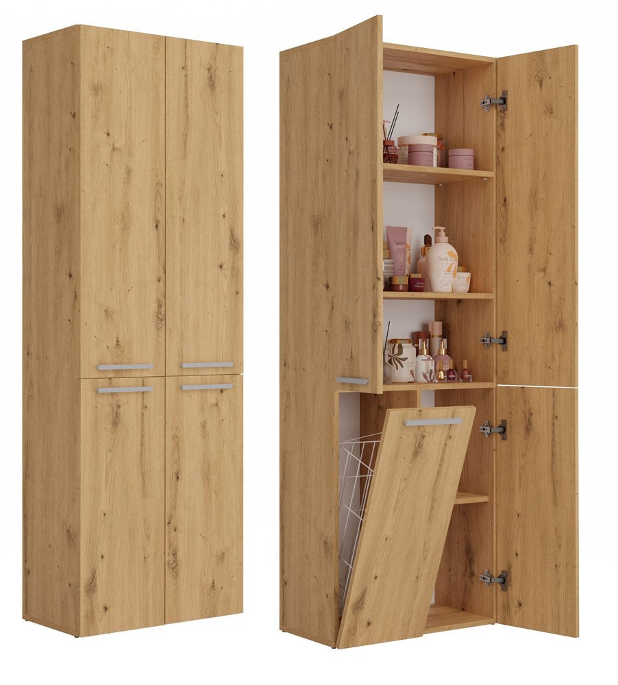 Badezimmerschrank Heinrich Artisan Eiche mit Wäschekorb