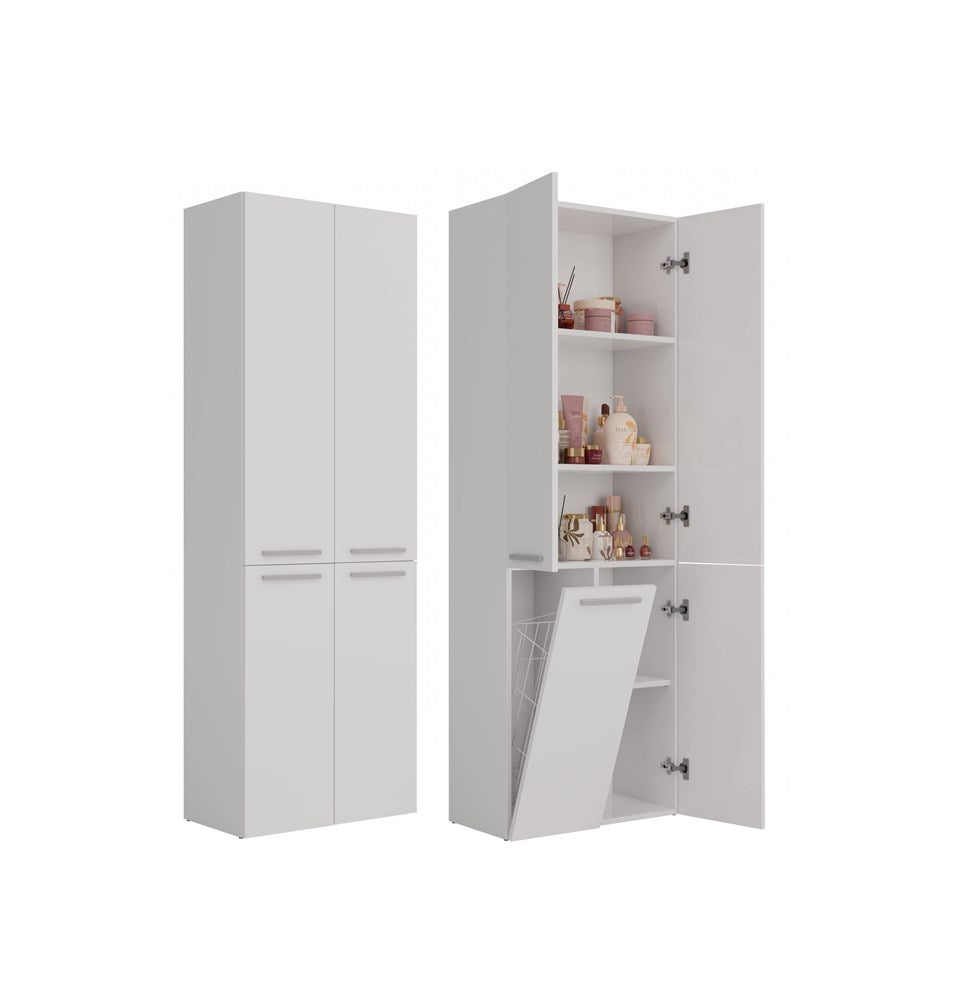 Badezimmerschrank Heinrich Weiß mit 1 Wäschekorb