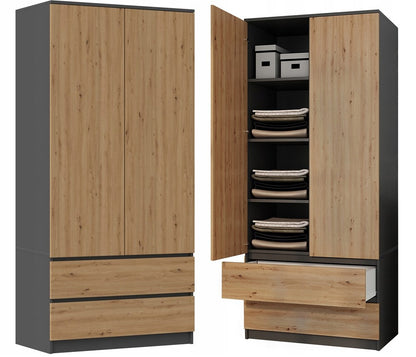 Kleiderschrank Wolfgang Anthrazit/Artisan 90 cm