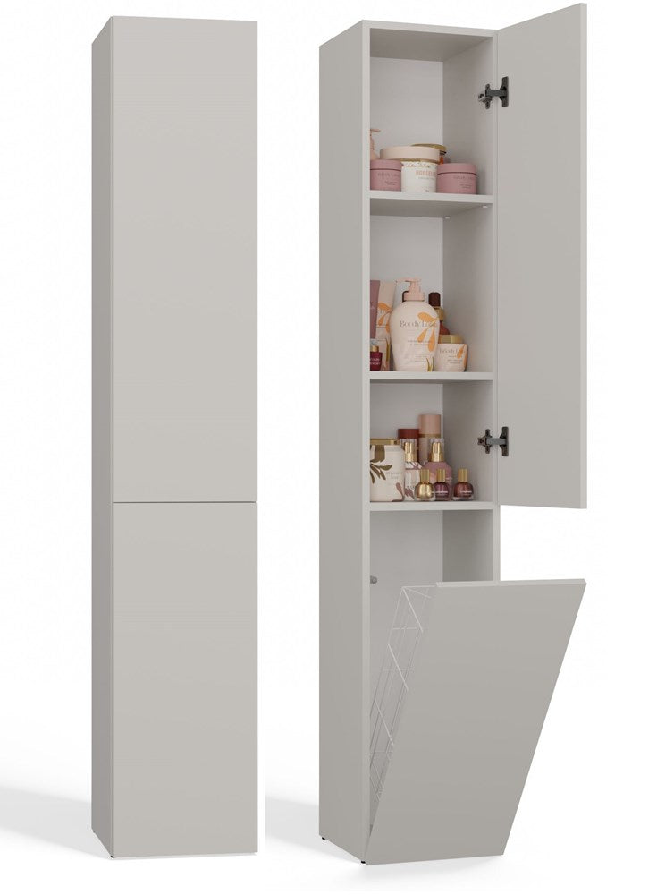 Badezimmerschrank Heinrich Kaschmir rechts 31 cm breit mit TIP-ON-System und 1 Wäschekorb