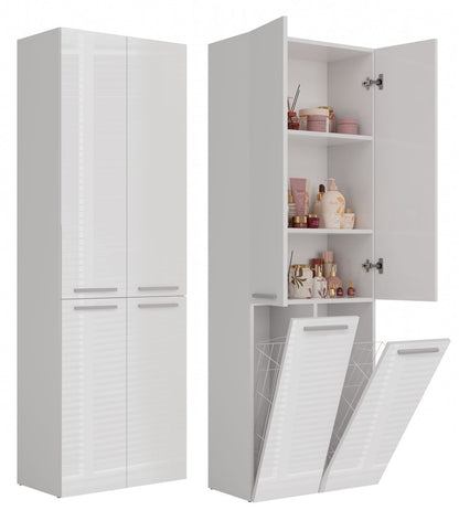 Badezimmerschrank Heinrich Weiß Hochglanz mit zwei Körbe