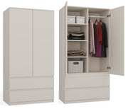 Kleiderschrank Wolfgang Kaschmir mit 2 Schubladen TIP-ON 90 cm